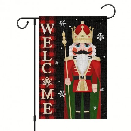 KB271390 Welcome Nutcracker Soldier Garden Flag - Double-Sided, Burlap